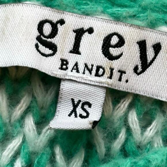 Grey Bandit Juliana Sweater Green White Floral Knit Crewneck XS | Fall | Winter - Picture 5 of 5